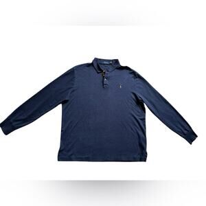 Ralph Lauren Men’s cotton long sleeve polo shirt navy size large casual preppy